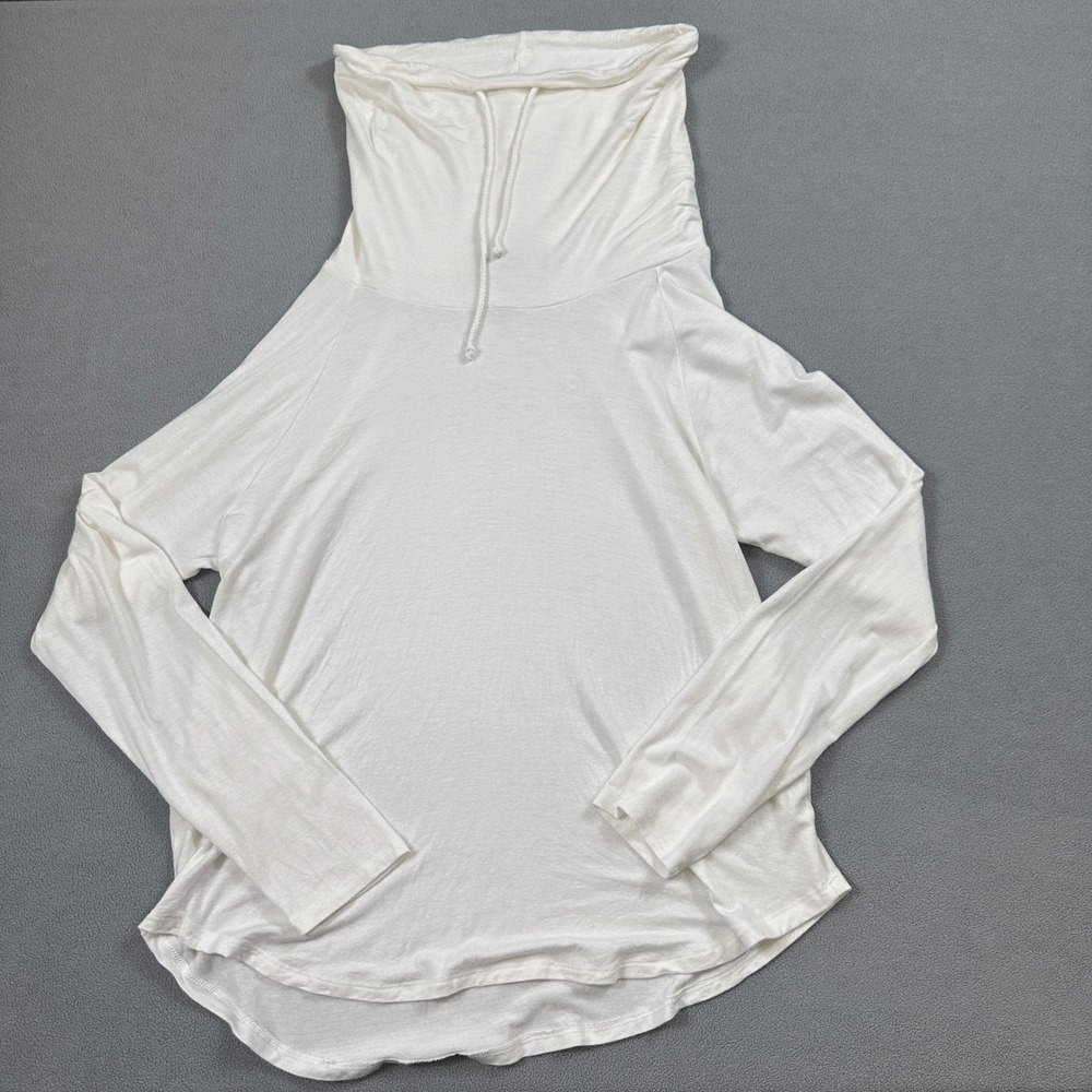 NWOT Raggs II Riches White Cowl Neck L Womens Long Sleeve Top Lightweight String